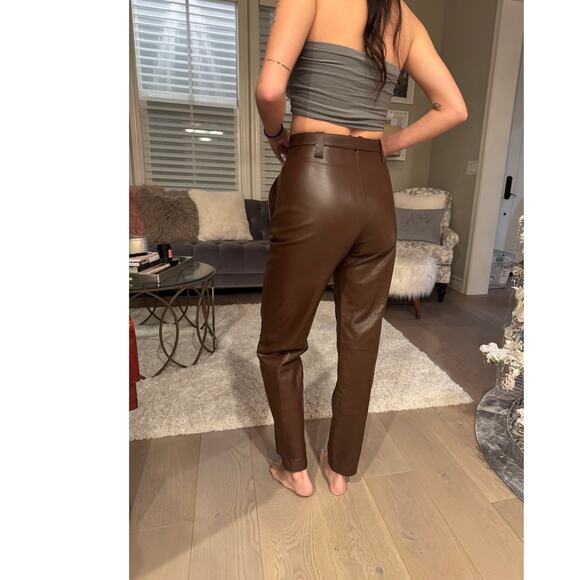 NWOT Sik Sak 100% Leather Chocolate Brown Paper Bag Pants Size 2 | SAME DAY SHIP - Picture 5 of 5